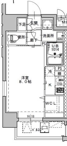 ミラージュパレス南堀江(1K/4階)の間取り写真