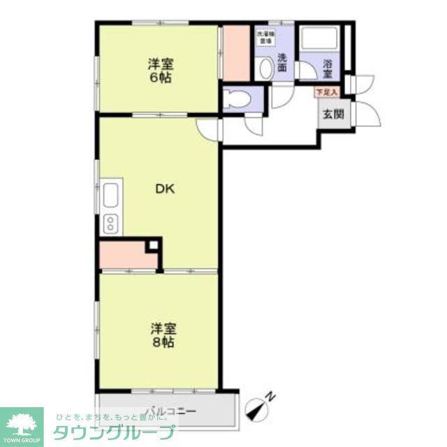AZ FLENCHIR RESIDENCE(2DK/1階)の間取り写真