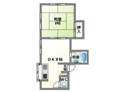 井川ハイツ(1DK/2階)の間取り写真