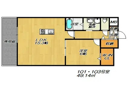THE ZION(1SLDK/1階)の間取り写真