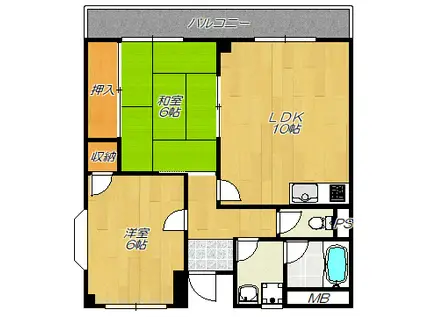 サウスエステート(2LDK/1階)の間取り写真