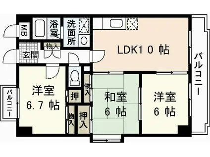 ドリーム中村(3LDK/7階)の間取り写真