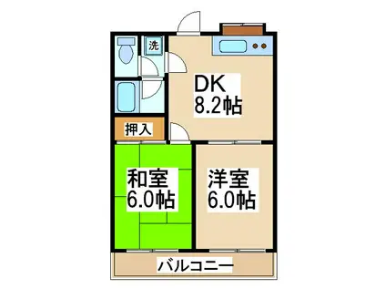 モアクレスト菊野台(2DK/5階)の間取り写真