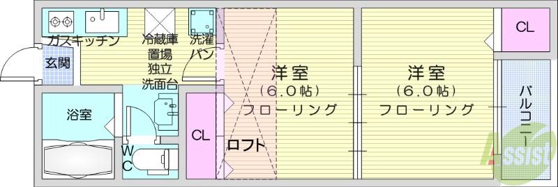 レジデンス紀庄(2K/2階)の間取り写真