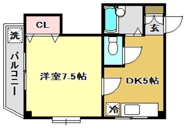 マンションターラ(1DK/4階)の間取り写真