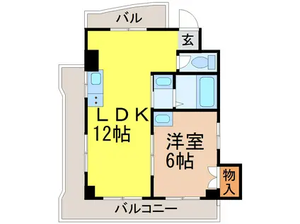 シャトーのむら(1LDK/5階)の間取り写真