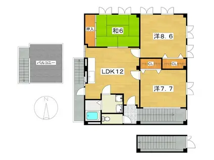松井ビル(3LDK/2階)の間取り写真