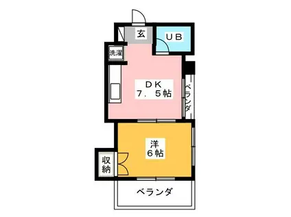 浜町コーポ大塚(1DK/3階)の間取り写真