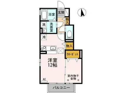 カーサ・スガII(ワンルーム/1階)の間取り写真