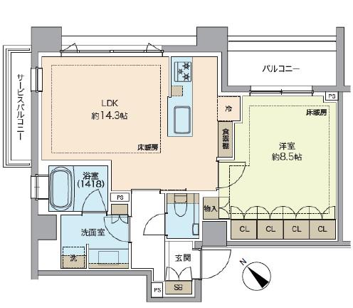LEGASIS DAIKANYAMA (1LDK/3階)の間取り写真