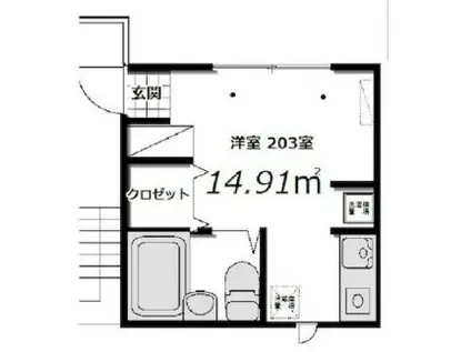 長崎ハウス(ワンルーム/2階)の間取り写真
