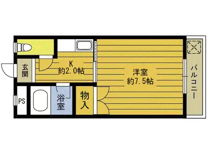 ハイラーク510(1K/3階)の間取り写真