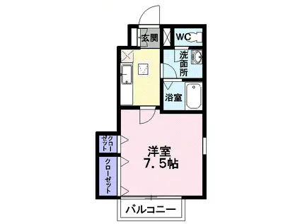 ベルーナ I(1K/1階)の間取り写真