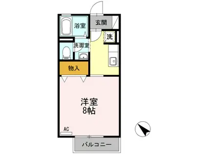 クレール静岡 B(1K/1階)の間取り写真