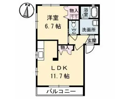 シャーメゾンさくら(1LDK/2階)の間取り写真