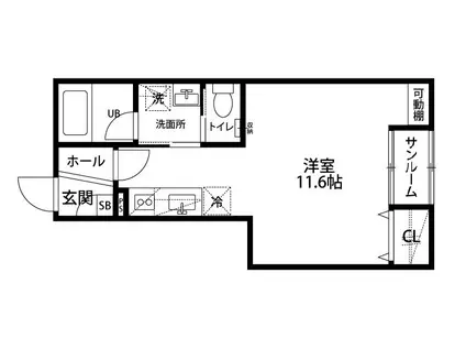 シュエットブラン寺尾(ワンルーム/1階)の間取り写真