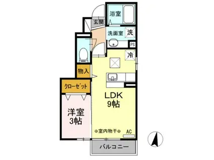 D-ROOMSAKURA(1LDK/1階)の間取り写真
