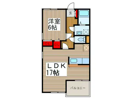 ＪＲ埼京線 与野本町駅 徒歩8分 4階建 築26年(1LDK/1階)の間取り写真