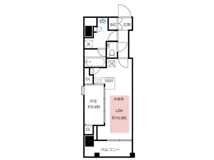 ラ・アトレレジデンス京都(1LDK/8階)の間取り写真