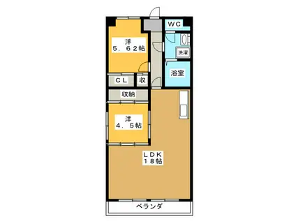 ウヌマタウンC(2LDK/5階)の間取り写真