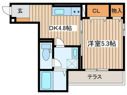 ラ・ヴィレッタ茅ヶ崎(1DK/1階)の間取り写真