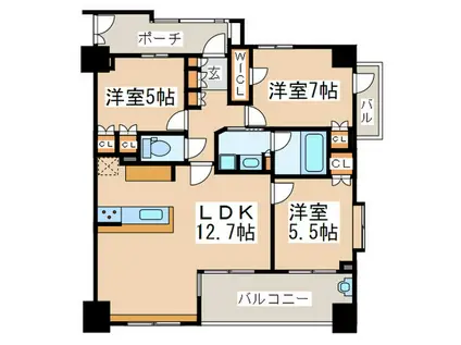 KDXレジデンス町田(3LDK/5階)の間取り写真