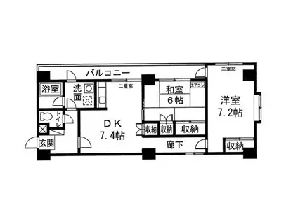 北軽井沢第一マンション(2DK/3階)の間取り写真