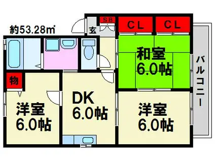 シャロームI(3DK/1階)の間取り写真
