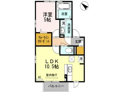 フェアプラッツA棟(1LDK/2階)の間取り写真