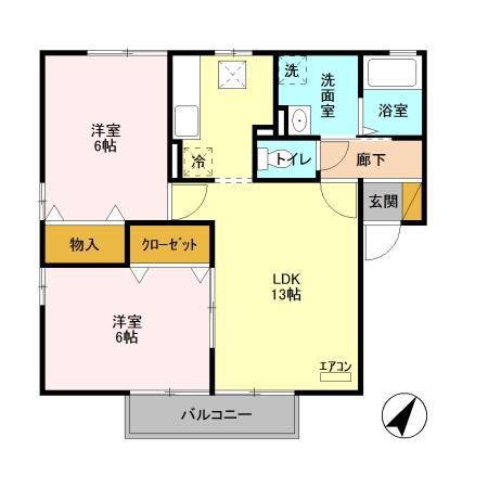 サンパティーク(2LDK/1階)の間取り写真