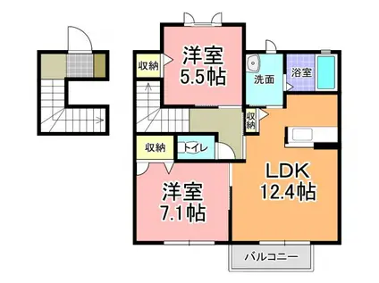 フォレスト富士山A(2LDK/2階)の間取り写真
