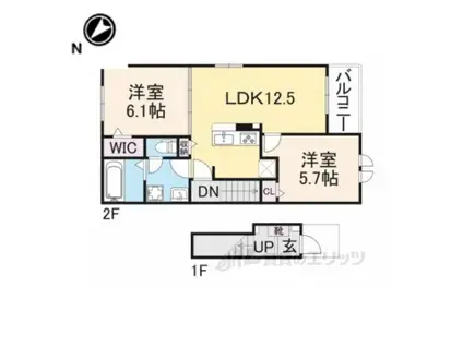 フォレ・リヴィエール2(2LDK/2階)の間取り写真