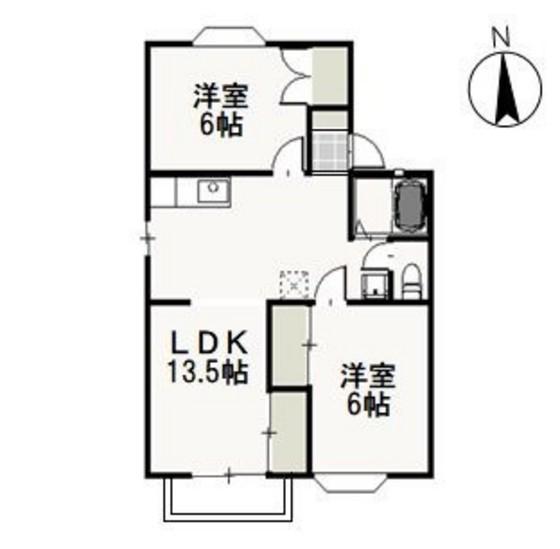 ファミーユ・ビボC(2LDK/2階)の間取り写真