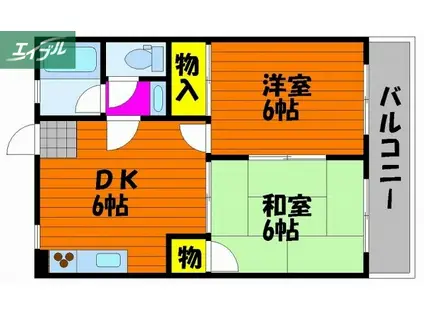 フローレンス当新田II(2DK/4階)の間取り写真