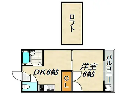カランダッシュ(1DK/1階)の間取り写真