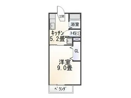 パクスフォーレ上地(1K/2階)の間取り写真