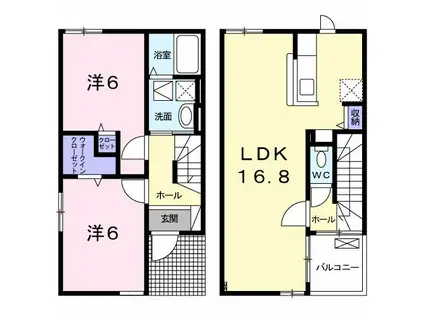 ウェルカム(2LDK/1階)の間取り写真