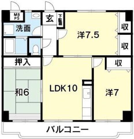 サンライズアベニュー(3LDK/6階)の間取り写真