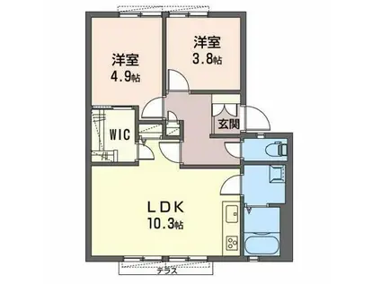 ラ・サルデーヌ(2LDK/1階)の間取り写真