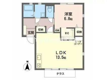 フレグランスタウン大槻B(1LDK/1階)の間取り写真