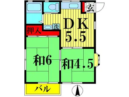 石倉ハイツ(2DK/2階)の間取り写真