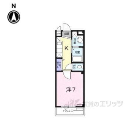 クラールコート(1K/2階)の間取り写真