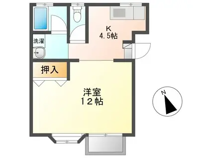 ターナハイツA(1K/2階)の間取り写真