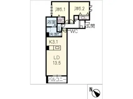 SVILLAGE(2LDK/2階)の間取り写真