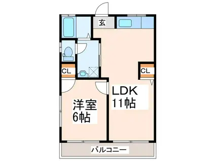 コーポラス古閑(1LDK/2階)の間取り写真