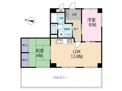 赤坂ハウス(2LDK/6階)の間取り写真