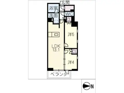 GRAN PASEO名古屋伏見(2LDK/3階)の間取り写真