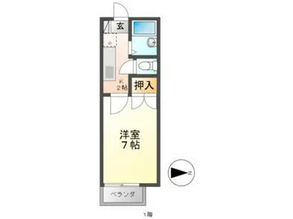 LIBERTY KUNIE II(1K/2階)の間取り写真