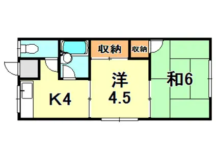コーポセイゲツ東棟(2K/2階)の間取り写真