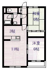 イーストハイツ(2LDK/1階)の間取り写真
